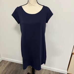 Eileen Fisher navy blue basic Tshirt dress small